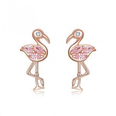 Flamingos - Cercei argint rose gold